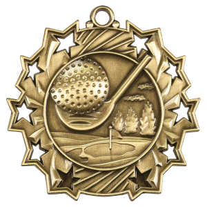 2 1/4" Golf Ten Star Medal