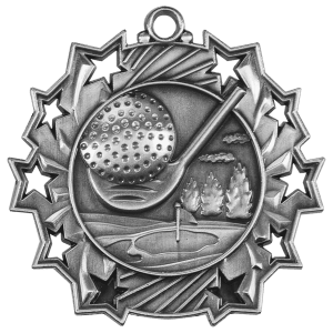 2 1/4" Golf Ten Star Medal